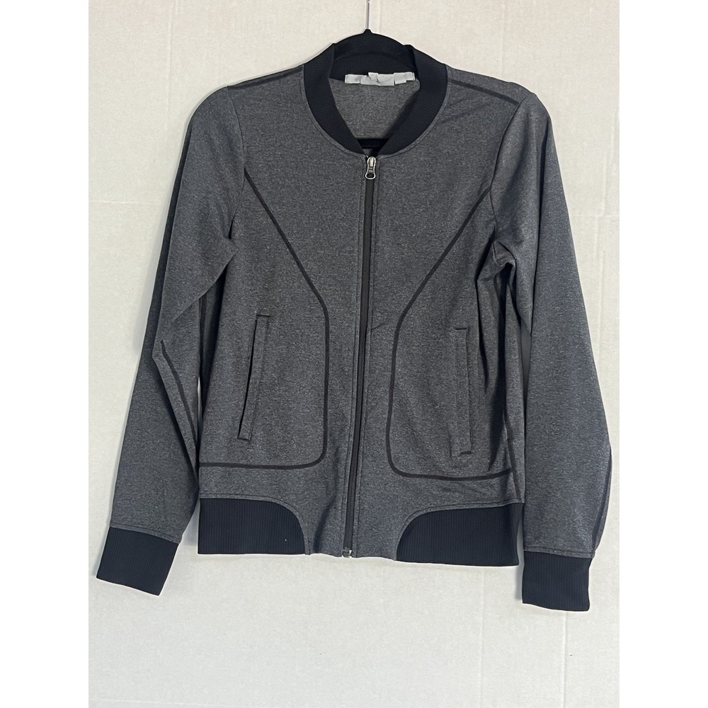 Athleta Women's Bombastic Bomber Full Zip Track‎ Jacket Gray Black Small